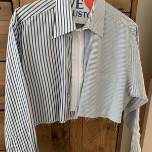 Crop shirt zipper front